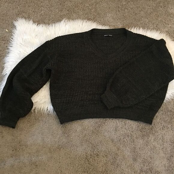 SHIEN FRENCH V NECK OVERSIZED CROPPED BIG SLEEVE SWEATER - Picture 3 of 5